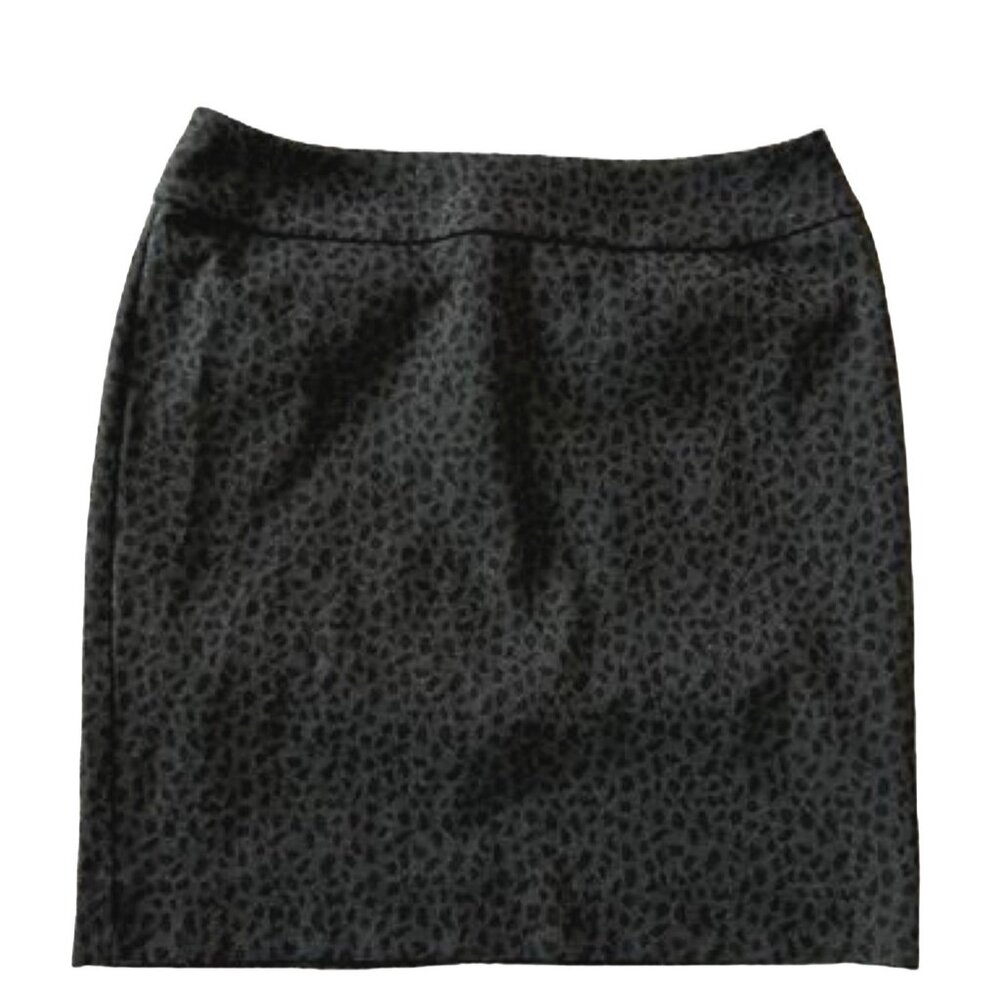 Women's Halogen Pencil Skirt Black Animal Print Stretch Knee-Length Size 12